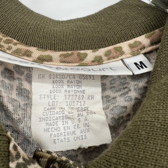 Bette Court Top Womens M Old Money Preppy Animal Print Herringbone Green Brown - Picture 5 of 7